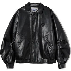 Aelfric Eden Womens Leather Jacket Oversized Y2k Faux Motorcycle Bomber Moto Biker Jackets Coats(Black)