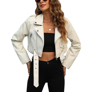 Bellivera Women’s Cropped Faux Leather Jacket Bomber PU Moto Coat | Lightweight Lined Zip Up Aviator Bike Outwear Cute Short Spring Fall Edgy Vintage Outfit for Casual Rock Concert(White Crop)