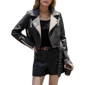 Bellivera Women’s Cropped Faux Leather Jacket Bomber PU Moto Coat | Lightweight Lined Zip Up Aviator Bike Outwear Cute Short Spring Fall Edgy Vintage Outfit for Casual Rock Concert(Black White Studded)