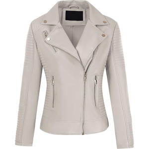 Bellivera Women’s Faux Leather Casual Moto Lightweight Jacket | 2026 Spring Fall Trendy Zip Up Outfits Classic Biker Coat with Lapel Collar, Soft Smooth Lining and Zipper Pockets(Beige)