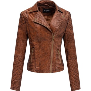 Bellivera Women’s Faux Leather Casual Moto Lightweight Jacket | 2026 Spring Fall Trendy Zip Up Outfits Classic Biker Coat with Lapel Collar, Soft Smooth Lining and Zipper Pockets(Brown Retro)
