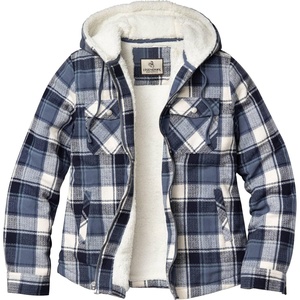 Legendary Whitetails Women’s Hooded Shacket Berber Lined Shirt Jacket(Midnight Moon Plaid)
