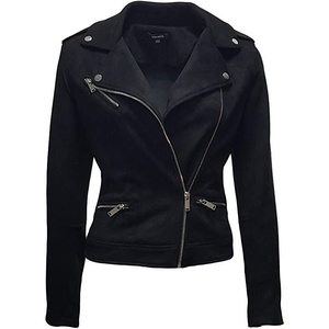 ODCOCD Faux Suede Jacket for Women Long Sleeve Zipper Up Casual Outwear(Black)