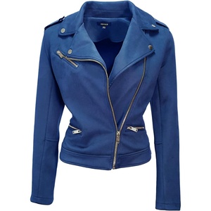 ODCOCD Faux Suede Jacket for Women Long Sleeve Zipper Up Casual Outwear(Blue)