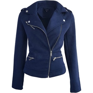 ODCOCD Faux Suede Jacket for Women Long Sleeve Zipper Up Casual Outwear(Navy)