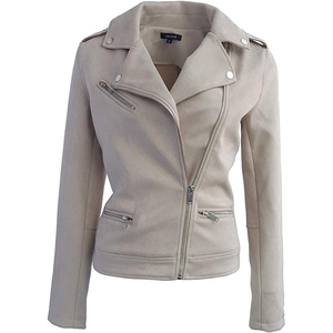 ODCOCD Faux Suede Jacket for Women Long Sleeve Zipper Up Casual Outwear(Stone)