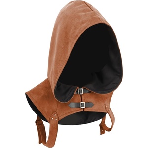 Steampunk Hooded Cowl Renaissance Gothic Short Cape Medieval Cloak with Buckles Cosplay LARP Costume(Brown)