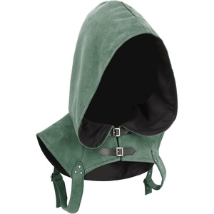 Steampunk Hooded Cowl Renaissance Gothic Short Cape Medieval Cloak with Buckles Cosplay LARP Costume(Green)