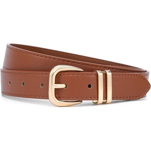 Women Belts for Jeans Dresses Gold/Silver Buckle Ladies Waist Belt | 1.1 in Wide, Solid Faux Leather, Small to Plus Sizes, Casual Fashion Style, Basic Work Daily Outfits(Brown)