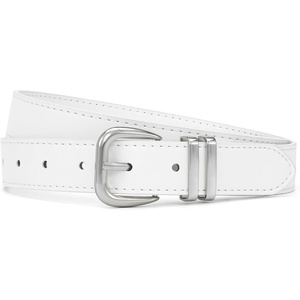 Women Belts for Jeans Dresses Gold/Silver Buckle Ladies Waist Belt | 1.1 in Wide, Solid Faux Leather, Small to Plus Sizes, Casual Fashion Style, Basic Work Daily Outfits(White)