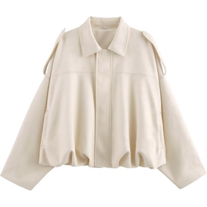 Women’s Faux Suede Bomber Jacket Oversized Pilot Coats Fall Lapel Zip Up Motorcycle Streetwear Outerwear(Pocket Beige)