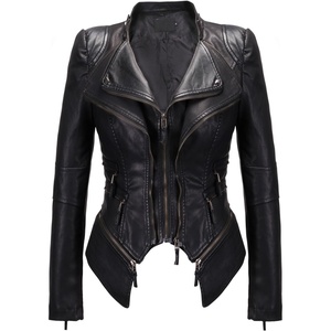 chouyatou Women’s Fashion Studded Perfectly Shaping Faux Leather Biker Jacket(New-black)
