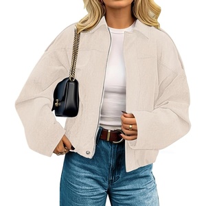 kipfall Womens Faux Suede Jackets Fall Fashion Outfits Coat Winter Clothes Open Front Cropped Jacket(Beige)