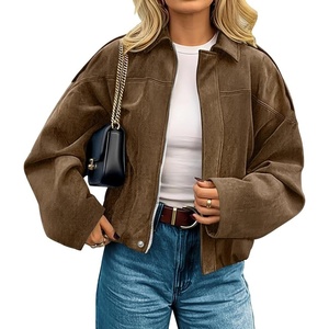 kipfall Womens Faux Suede Jackets Fall Fashion Outfits Coat Winter Clothes Open Front Cropped Jacket(Brown)