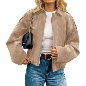 kipfall Womens Faux Suede Jackets Fall Fashion Outfits Coat Winter Clothes Open Front Cropped Jacket(Khaki)