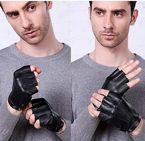image:imageFingerless Driving Gloves PU Faux Leather Outdoor Sport Half Finger Glove for Men Women TeensFingerless