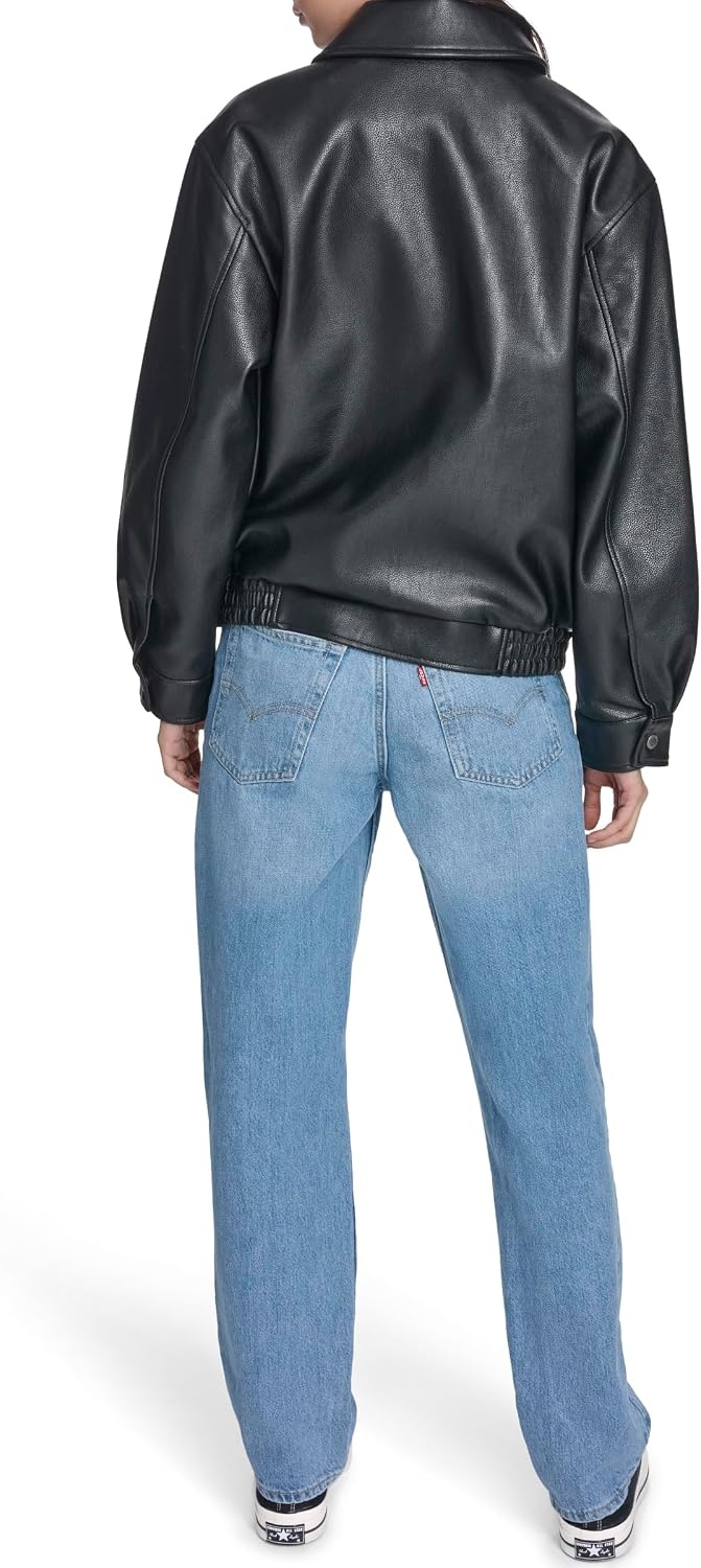 image:imageLevis Womens Faux Leather Relaxed Fit BomberBlack