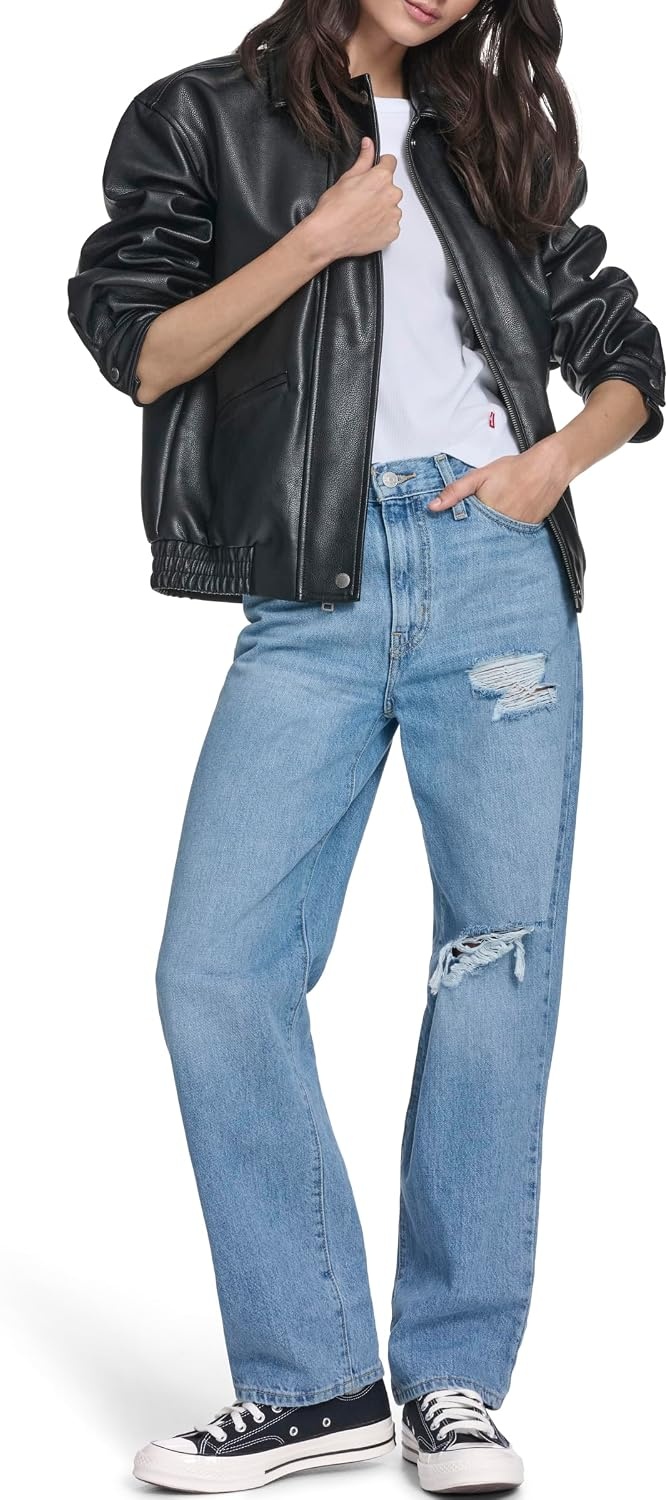 image:imageLevis Womens Faux Leather Relaxed Fit BomberBlack