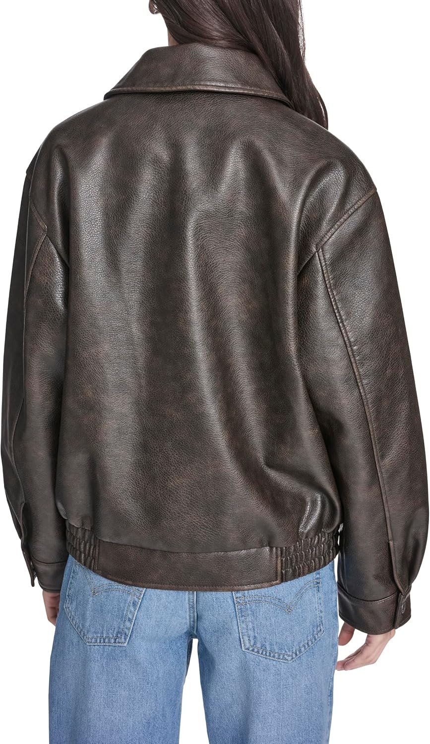 image:imageLevis Womens Faux Leather Relaxed Fit BomberBrown