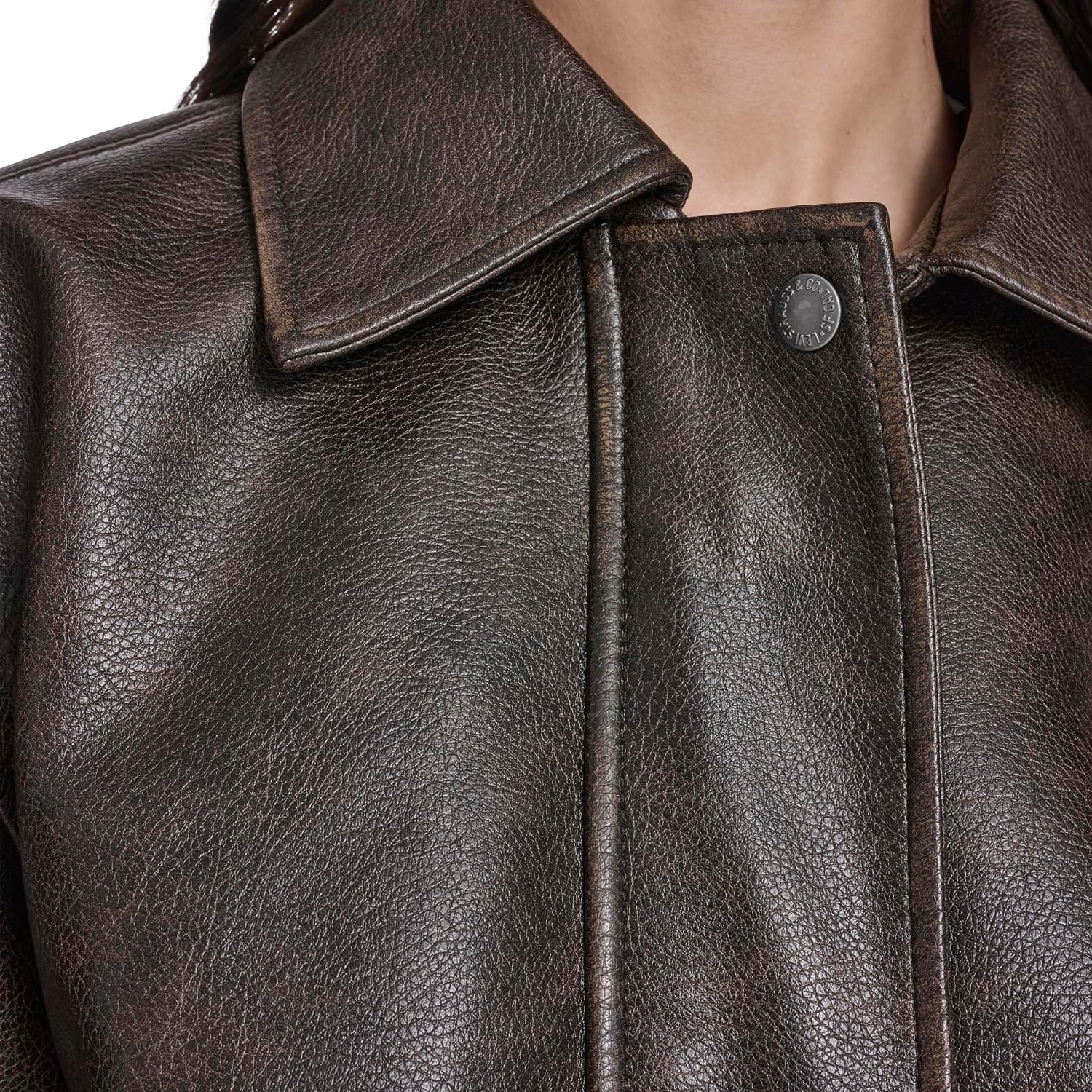 image:imageLevis Womens Faux Leather Relaxed Fit BomberBrown