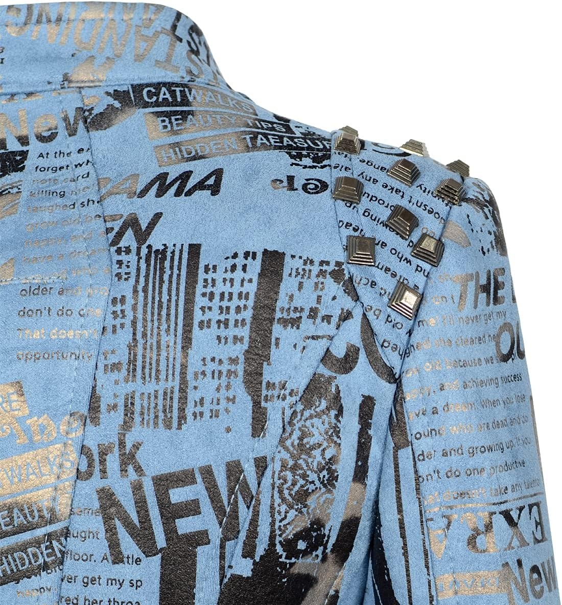 image:imageSX Womens Fashion Studded Perfectly Shaping Faux Leather Biker JacketSuede Blue