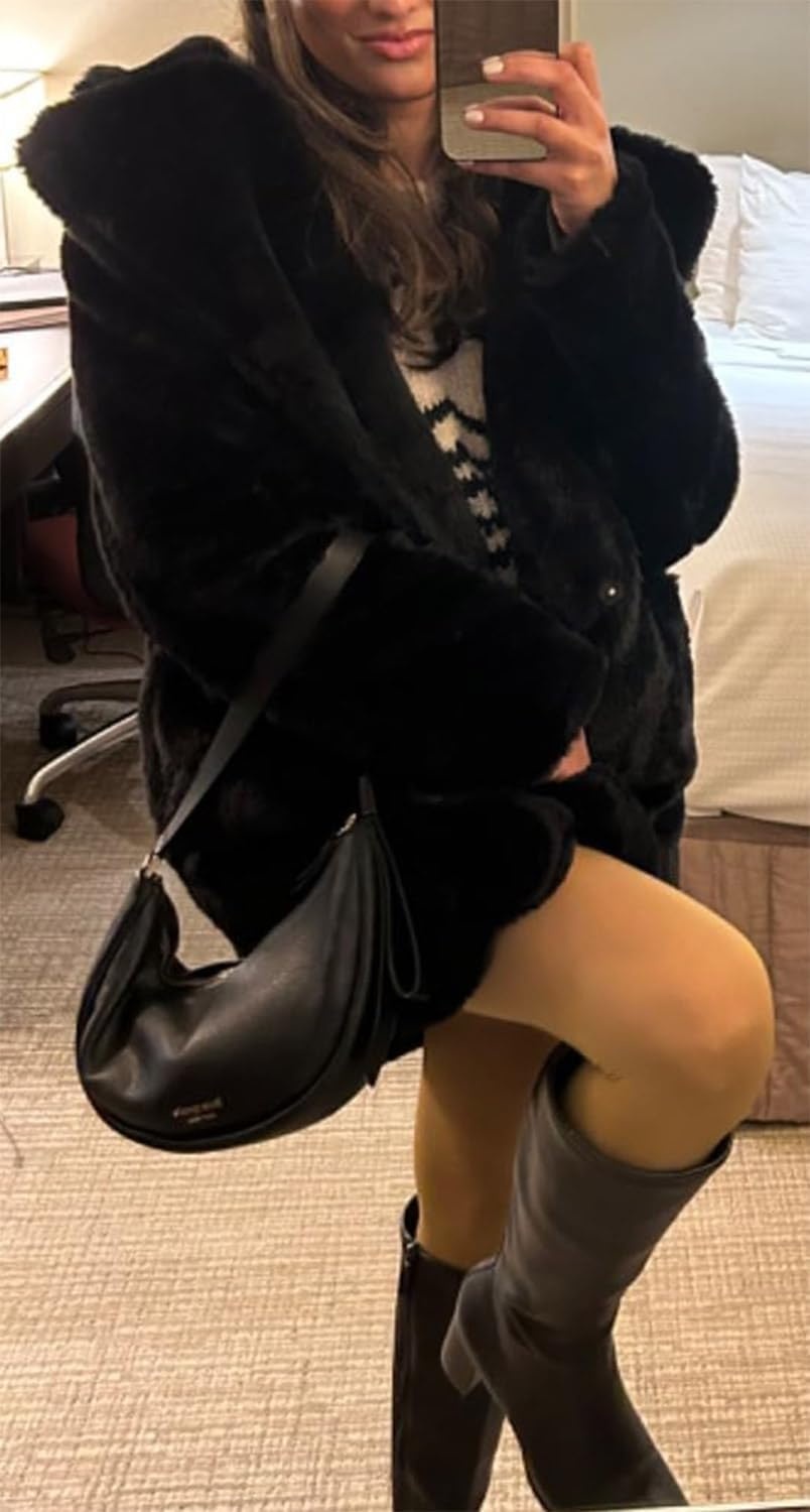 image:imageTOPONSKY Womens Winter Warm Lapel Faux Fur With Inner Lining amp Buttons CoatsCd Black