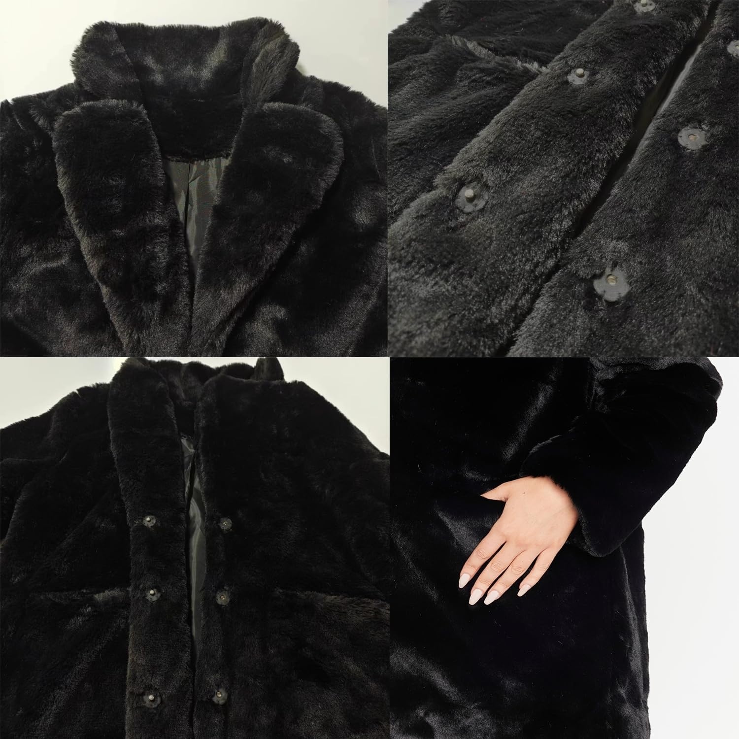 image:imageTOPONSKY Womens Winter Warm Lapel Faux Fur With Inner Lining amp Buttons CoatsCd Black