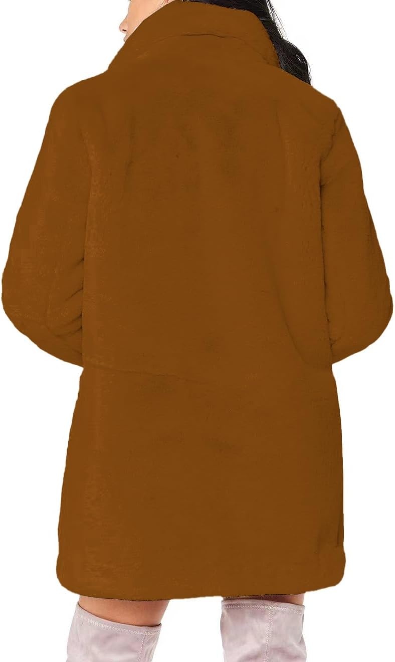 image:imageTOPONSKY Womens Winter Warm Lapel Faux Fur With Inner Lining amp Buttons CoatsCd Brown