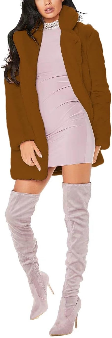 image:imageTOPONSKY Womens Winter Warm Lapel Faux Fur With Inner Lining amp Buttons CoatsCd Brown