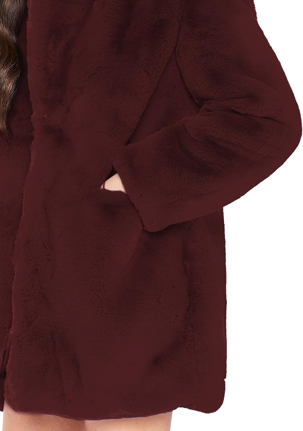 image:imageTOPONSKY Womens Winter Warm Lapel Faux Fur With Inner Lining amp Buttons CoatsCd Burgundy
