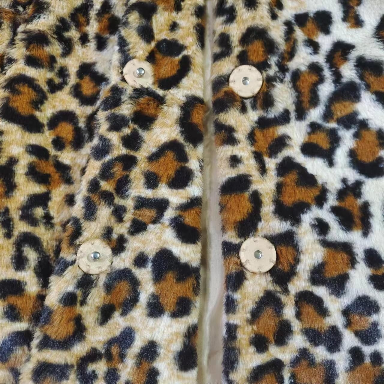 image:imageTOPONSKY Womens Winter Warm Lapel Faux Fur With Inner Lining amp Buttons CoatsCd Leopard Brown