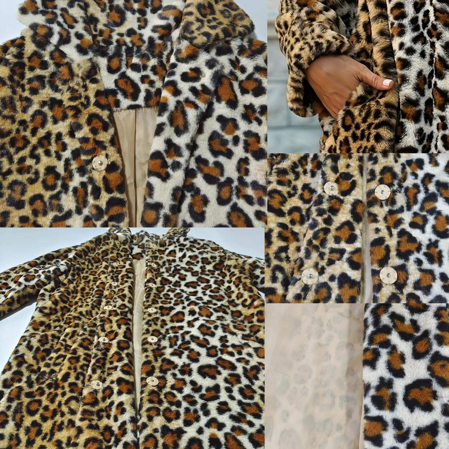 image:imageTOPONSKY Womens Winter Warm Lapel Faux Fur With Inner Lining amp Buttons CoatsCd Leopard Brown