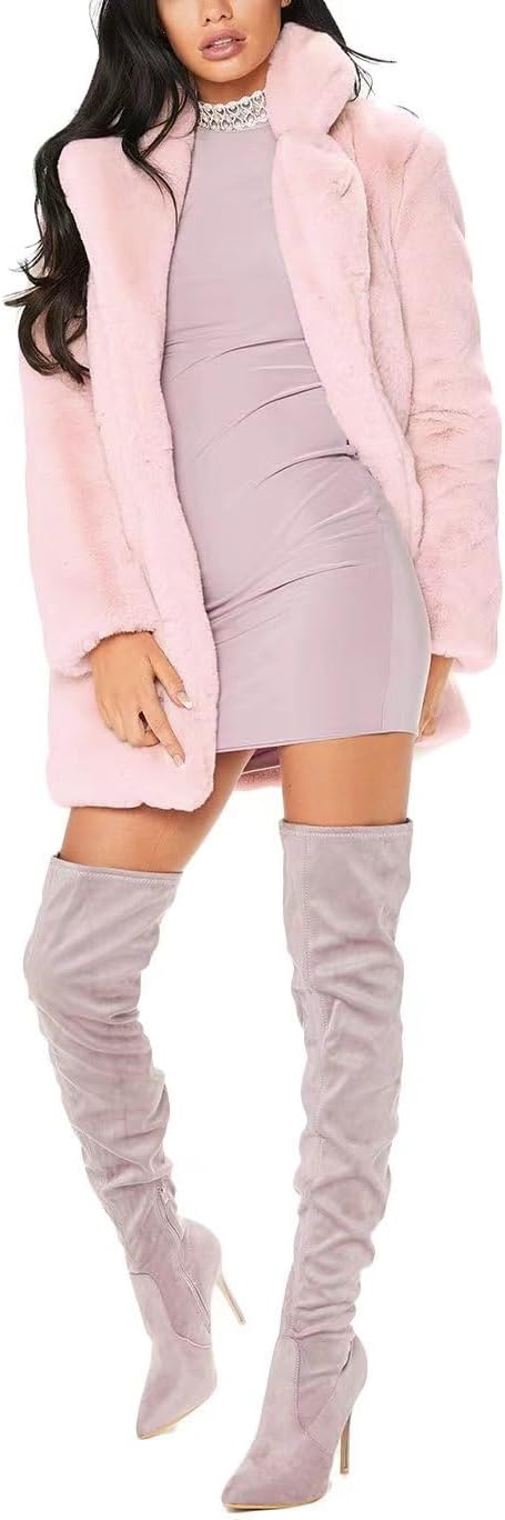 image:imageTOPONSKY Womens Winter Warm Lapel Faux Fur With Inner Lining amp Buttons CoatsCd Light Pink