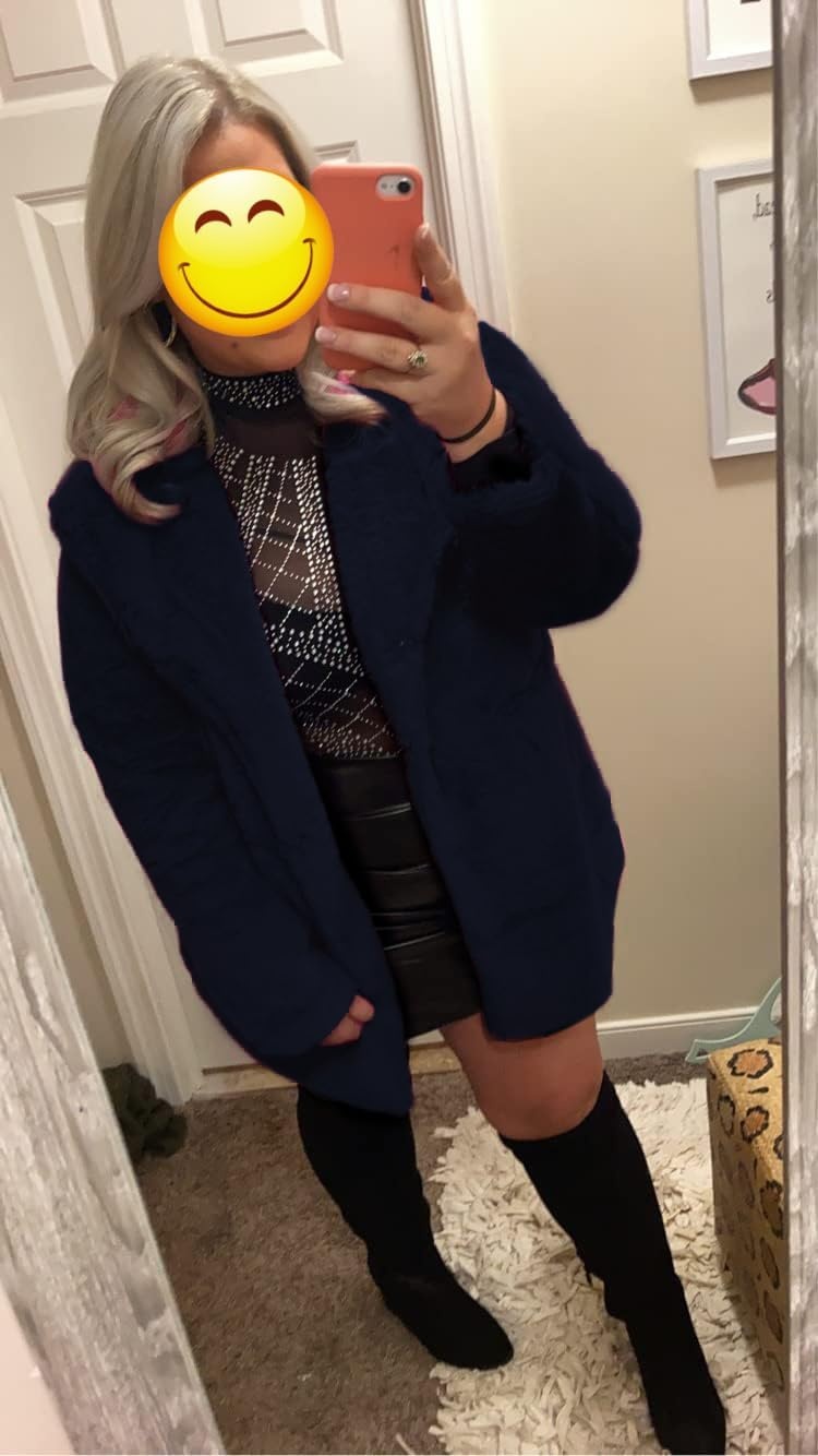 image:imageTOPONSKY Womens Winter Warm Lapel Faux Fur With Inner Lining amp Buttons CoatsCd Navy Blue