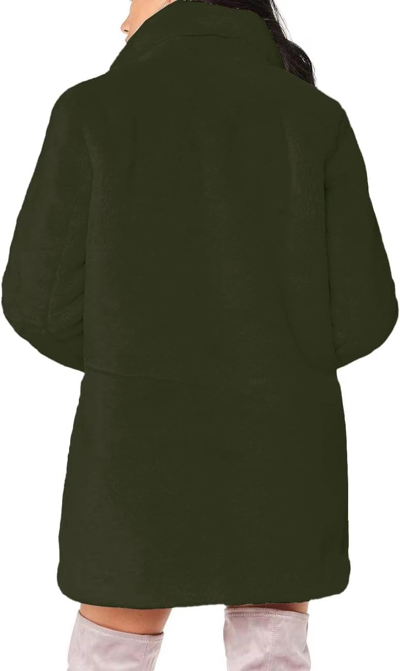 image:imageTOPONSKY Womens Winter Warm Lapel Faux Fur With Inner Lining amp Buttons CoatsCd Olive Green