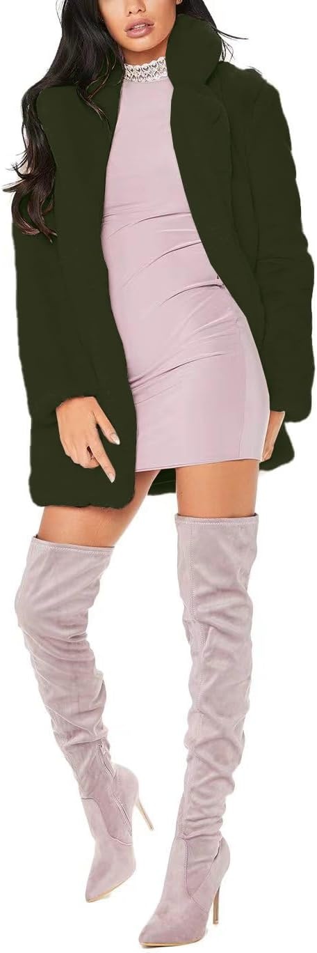 image:imageTOPONSKY Womens Winter Warm Lapel Faux Fur With Inner Lining amp Buttons CoatsCd Olive Green