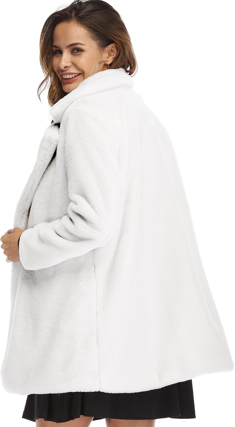 image:imageTOPONSKY Womens Winter Warm Lapel Faux Fur With Inner Lining amp Buttons CoatsCd White