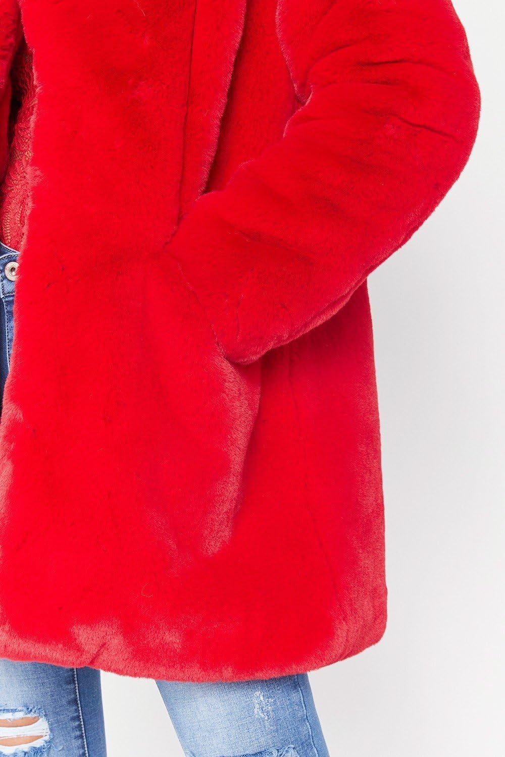 image:imageTOPONSKY Womens Winter Warm Lapel Faux Fur With Inner Lining amp Buttons CoatsCe Red