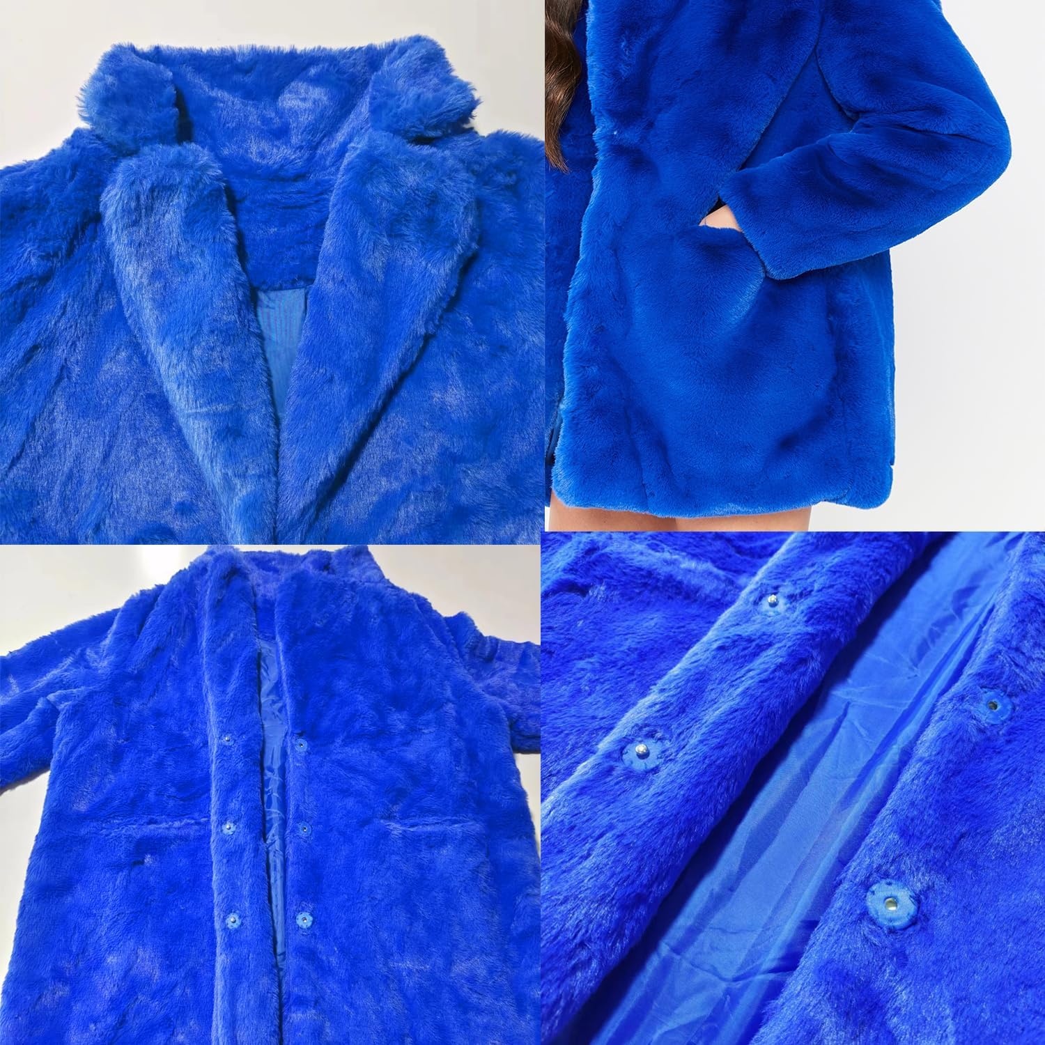 image:imageTOPONSKY Womens Winter Warm Lapel Faux Fur With Inner Lining amp Buttons CoatsCe Royal Blue