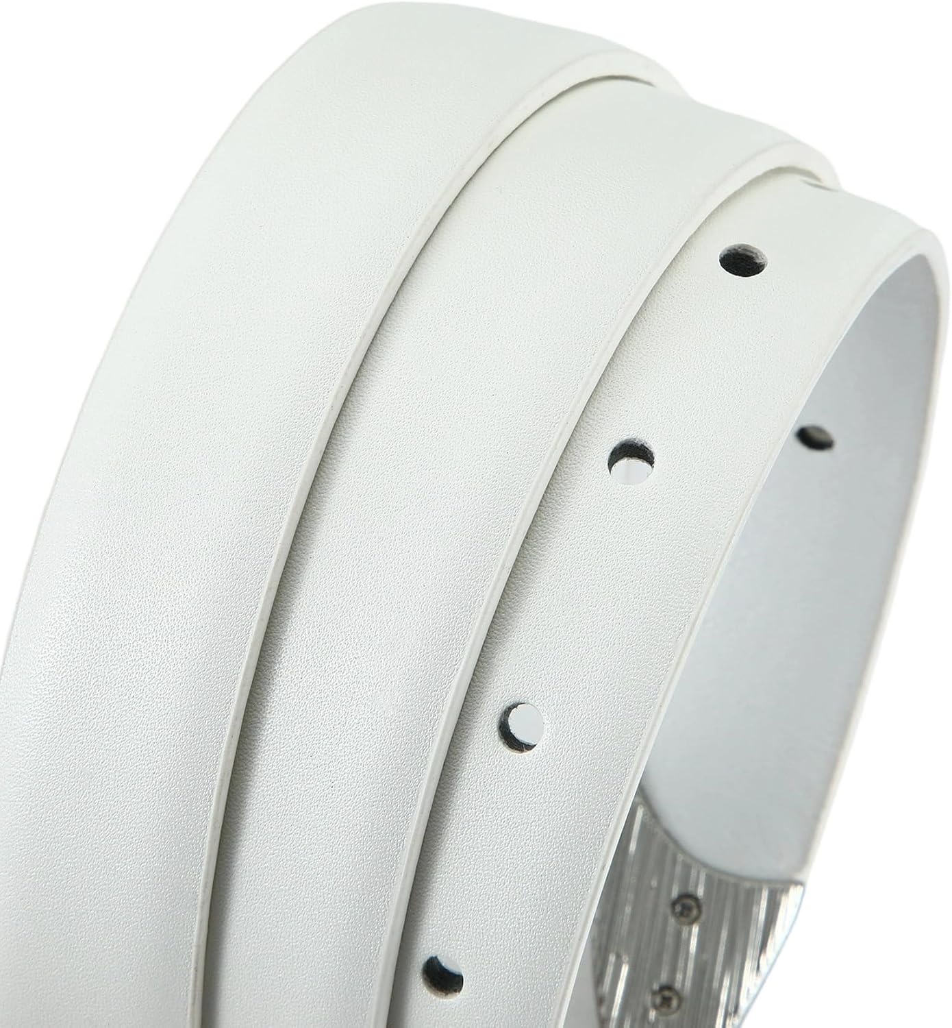 image:imageWomen Skinny Belt for Jeans GoldSilver Buckle Thin Waist Belts 091 in Wide Trendy Buckle Belt for Jeans Dress Pants Formal Work and Casual Daily OutfitsWhite