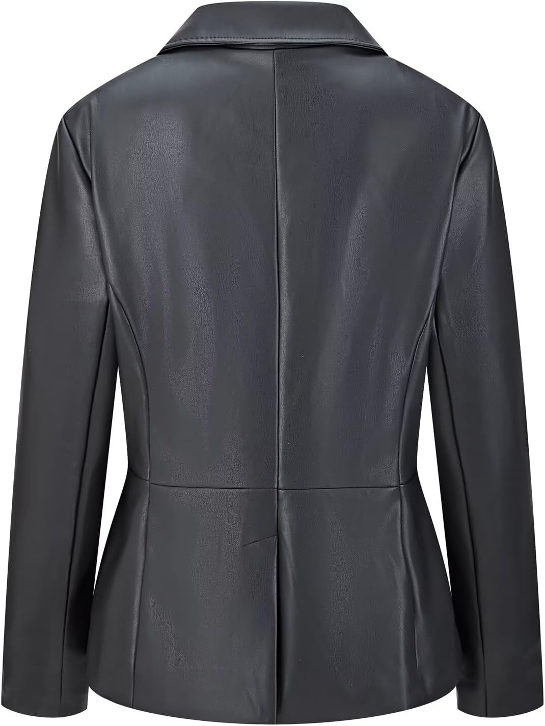image:imageWomens Faux Leather Blazer Jackets Button Down Leather Shacket Coat with PocketsBlack 125