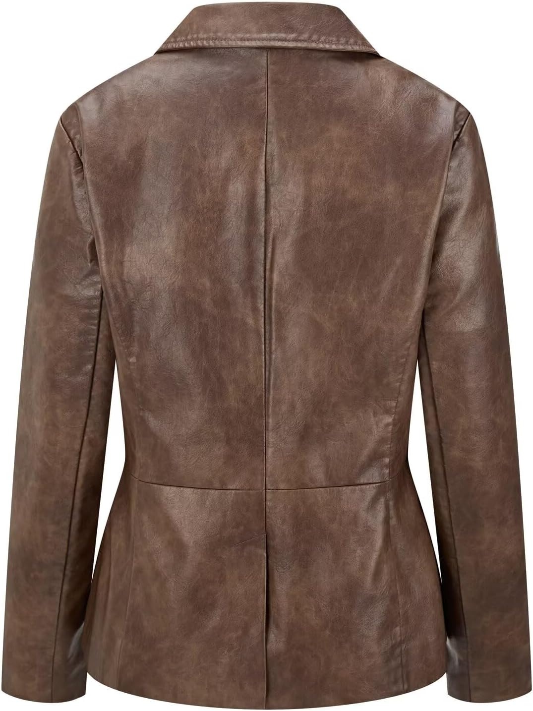 image:imageWomens Faux Leather Blazer Jackets Button Down Leather Shacket Coat with PocketsBrown 125