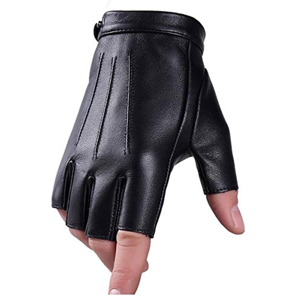 image:imageFingerless Driving Gloves PU Faux Leather Outdoor Sport Half Finger Glove for Men Women TeensFingerless