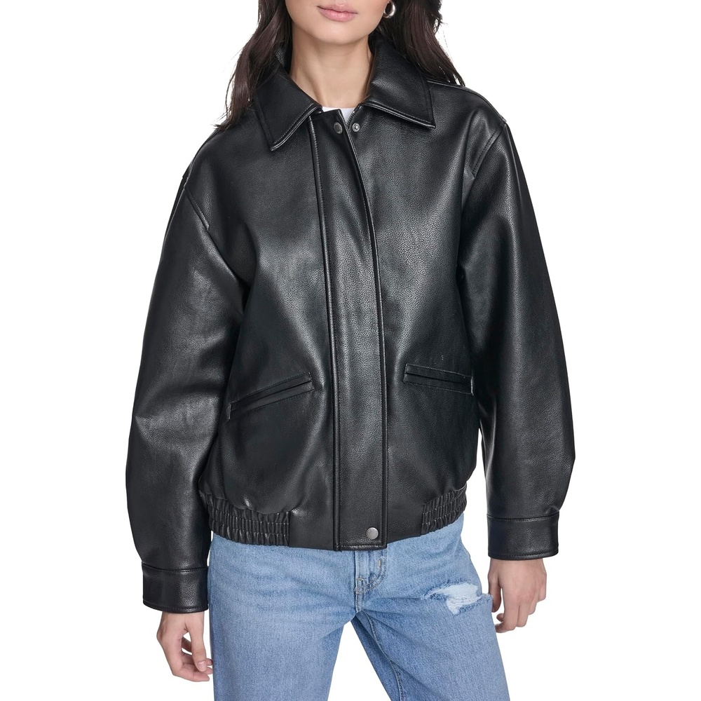 image:imageLevis Womens Faux Leather Relaxed Fit BomberBlack