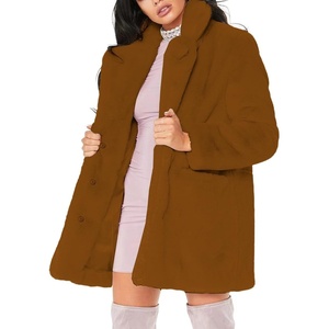 TOPONSKY Womens Winter Warm Lapel Faux Fur With Inner Lining & Buttons Coats(Cd Brown)
