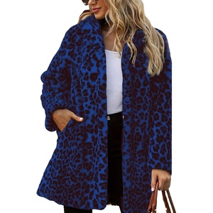 TOPONSKY Womens Winter Warm Lapel Faux Fur With Inner Lining & Buttons Coats(Cd Leopard Blue)