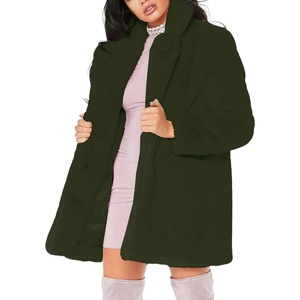 TOPONSKY Womens Winter Warm Lapel Faux Fur With Inner Lining & Buttons Coats(Cd Olive Green)