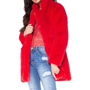 TOPONSKY Womens Winter Warm Lapel Faux Fur With Inner Lining & Buttons Coats(Ce Red)