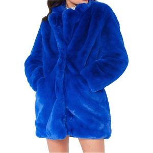 TOPONSKY Womens Winter Warm Lapel Faux Fur With Inner Lining & Buttons Coats(Ce Royal Blue)