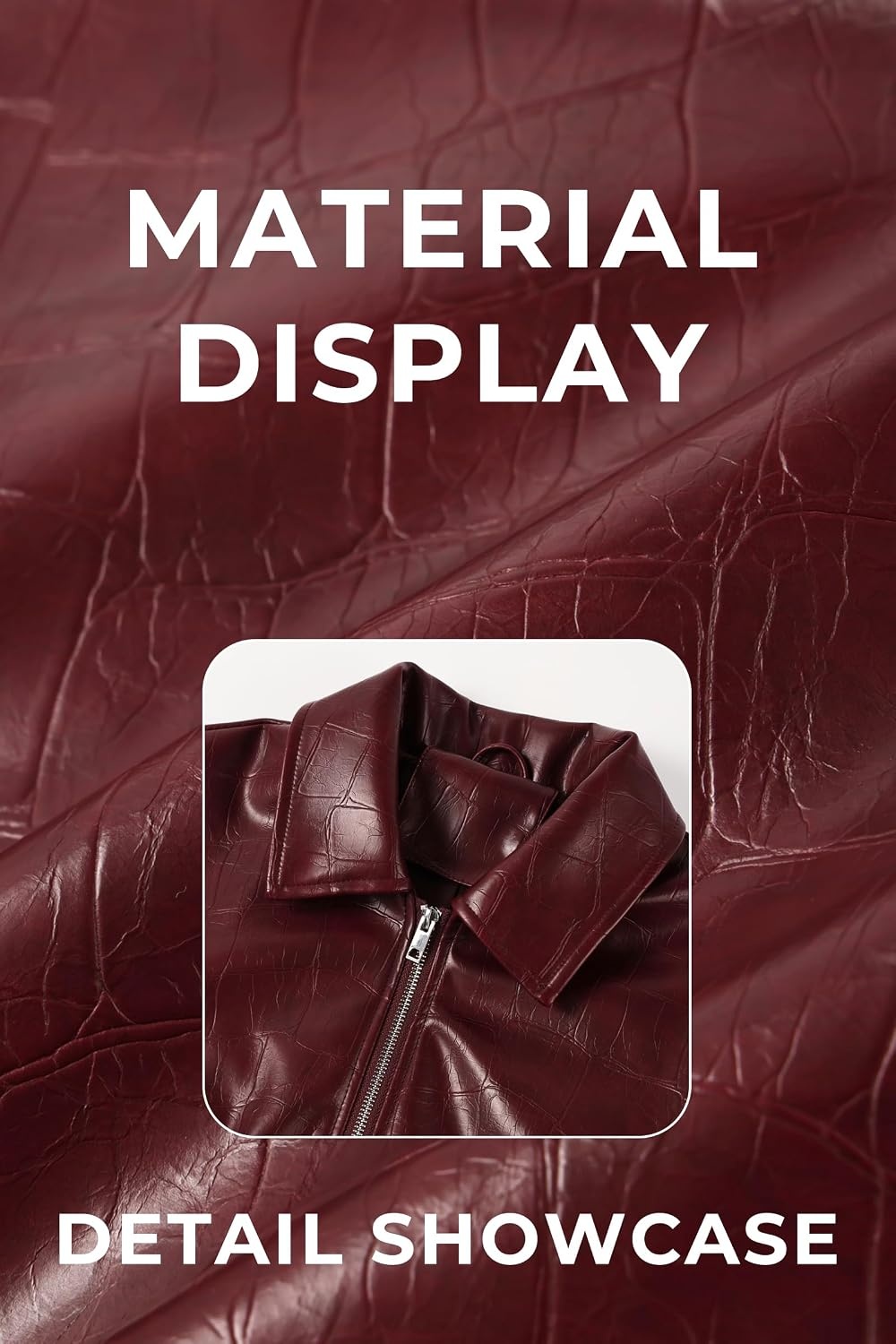 image:imageBellivera Womens Oversized Faux Leather Bomber Motorcycle Casual Jacket Windproof Shell Relaxed Drop Shoulder Snap Zip Closure Urban Street Style Versatile Travel Commute Spring Autumn WearWine Oversized Coat